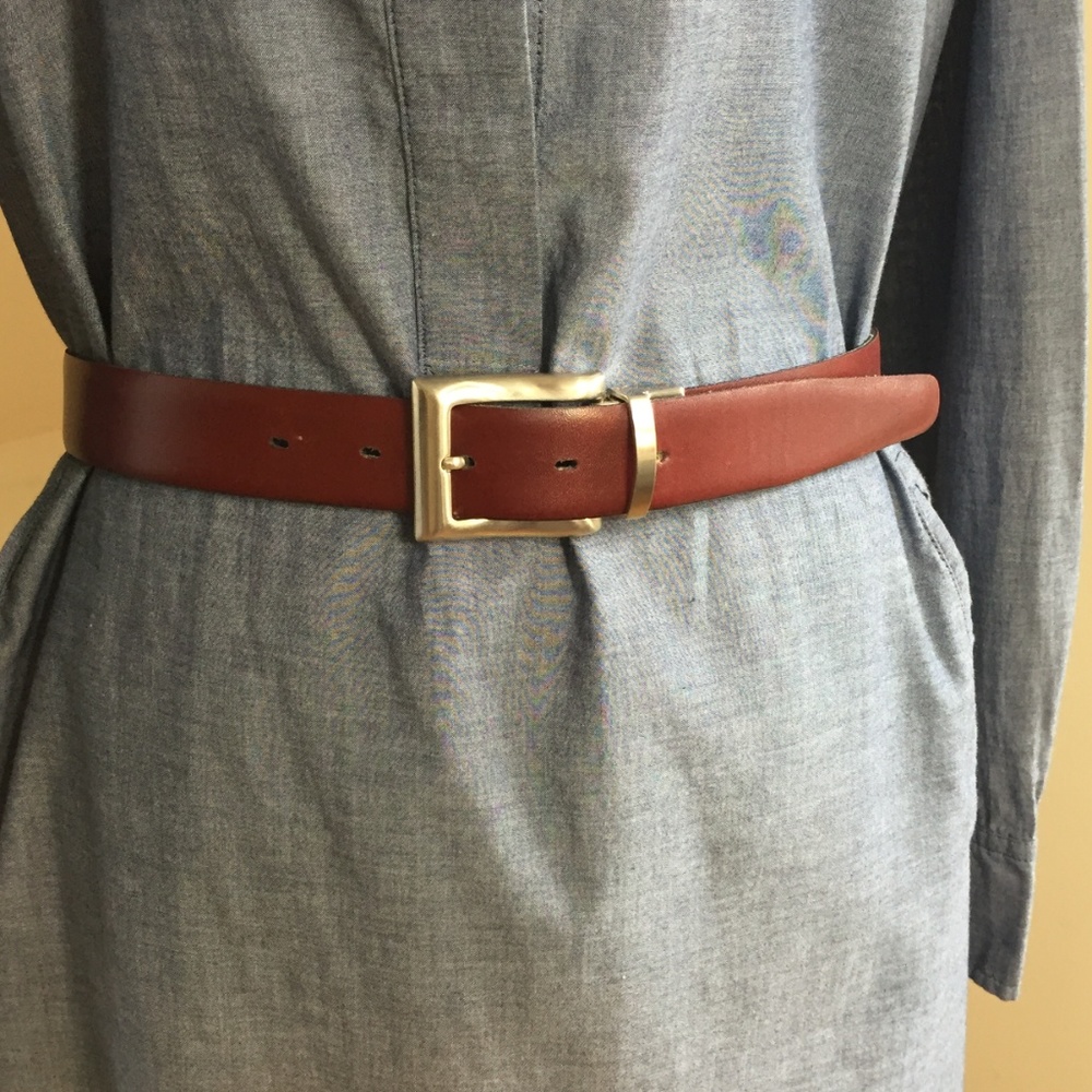 polished leather reversible black / burgundy belt